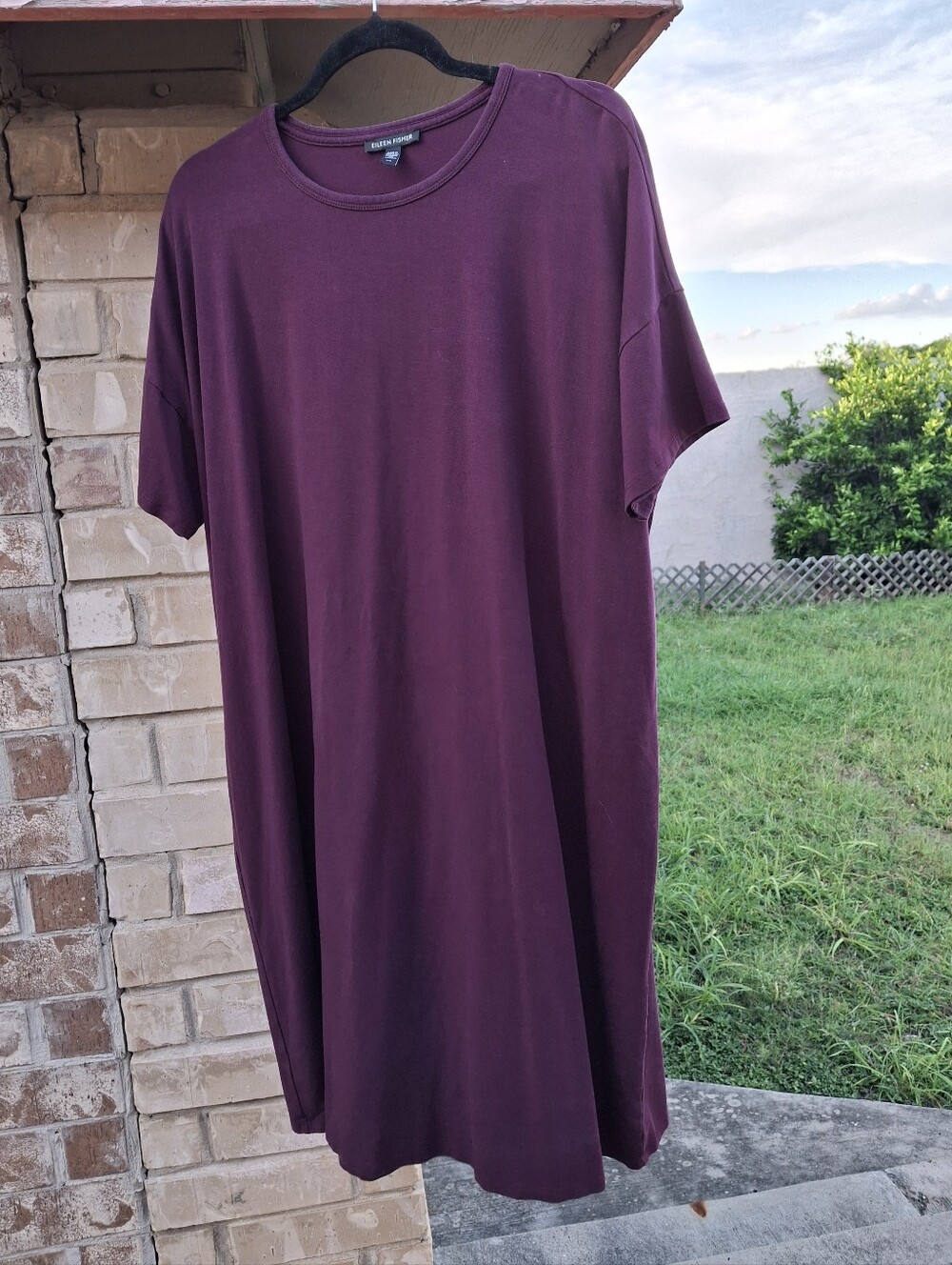 Eileen Fisher T-Shirt Dress Jersey Knit Plum Purple Short Sleeve Size Small - Picture 4 of 13